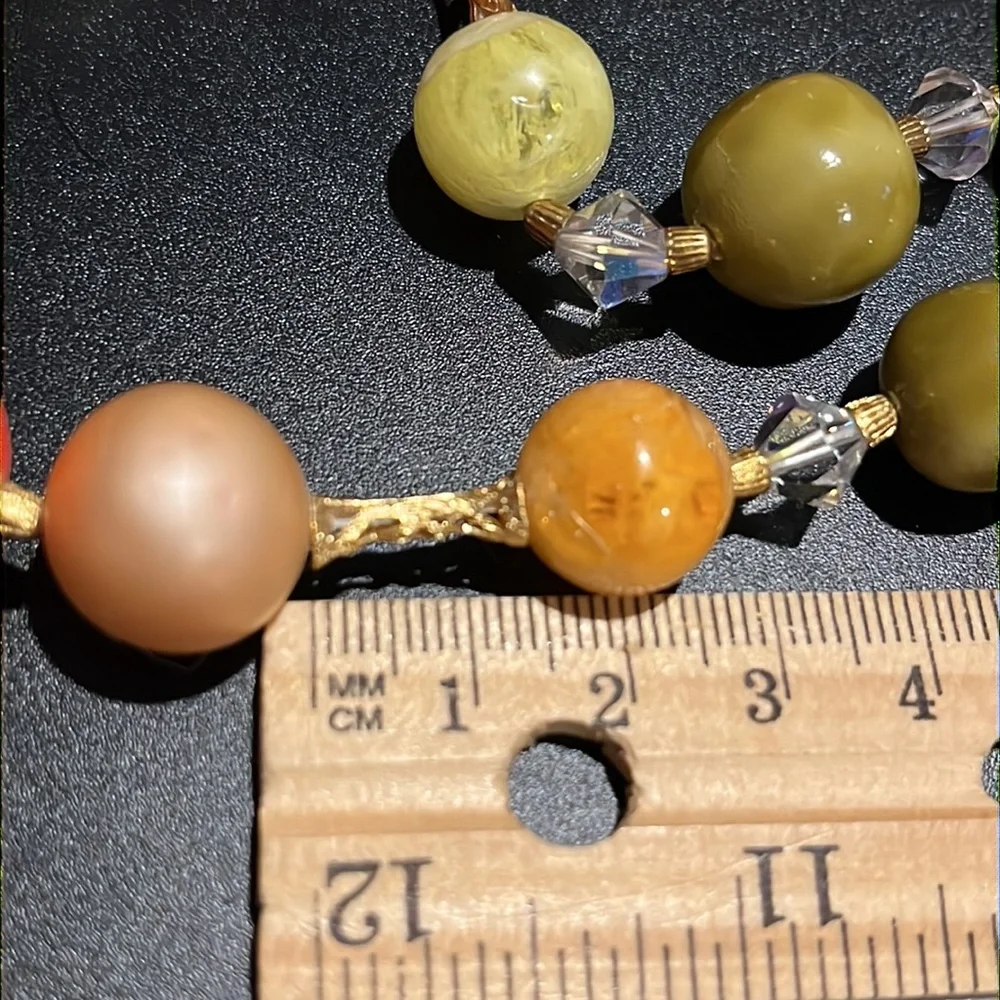 Vintage Double Strand Autumn Colors and Gold Accent Bead Necklace - Picture 12 of 16